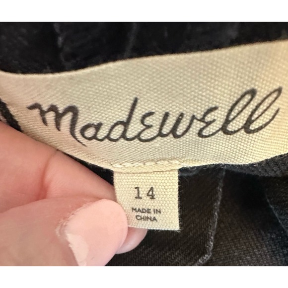 Madewell Black Denim Zip-Front Sleeveless Jumpsuit with Structured Front Size 14 - Picture 7 of 9